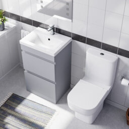 Nes Home 500mm Matte Grey Drawers Basin Vanity Unit & Close Coupled Toilet - thumbnail 3