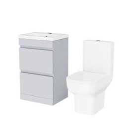 Nes Home 500mm Matte Grey Drawers Basin Vanity Unit & Close Coupled Toilet - thumbnail 4
