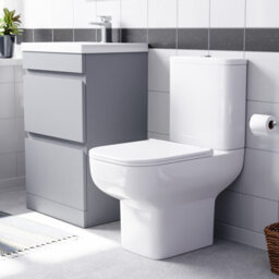 Nes Home 500mm Matte Grey Drawers Basin Vanity Unit & Close Coupled Toilet - thumbnail 2