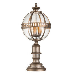 Luminosa Lighting Elstead Kichler Halleron Outdoor Pedestal Light Burnished Bronze, Ip44