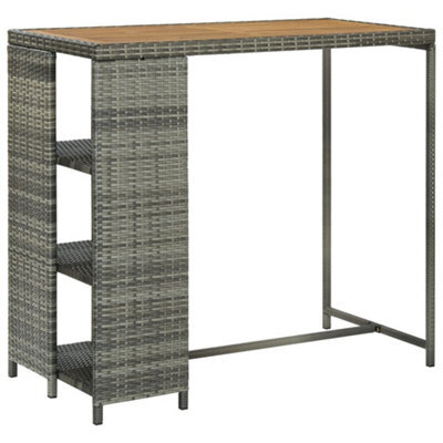 Berkfield Bar Table With Storage Rack Grey 120X60X110 Cm Poly Rattan - image 1