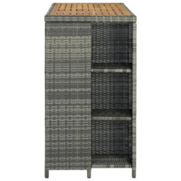 Berkfield Bar Table With Storage Rack Grey 120X60X110 Cm Poly Rattan - thumbnail 3