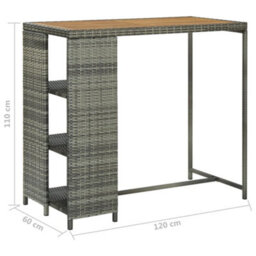 Berkfield Bar Table With Storage Rack Grey 120X60X110 Cm Poly Rattan - thumbnail 7