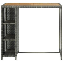 Berkfield Bar Table With Storage Rack Grey 120X60X110 Cm Poly Rattan - thumbnail 2