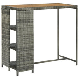 Berkfield Bar Table With Storage Rack Grey 120X60X110 Cm Poly Rattan - thumbnail 1