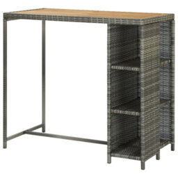 Berkfield Bar Table With Storage Rack Grey 120X60X110 Cm Poly Rattan - thumbnail 4