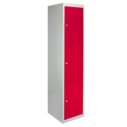 Monster Shop Metal Storage Lockers - Three Doors Flatpacked Red - thumbnail 1