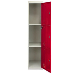 Monster Shop Metal Storage Lockers - Three Doors Flatpacked Red - thumbnail 3
