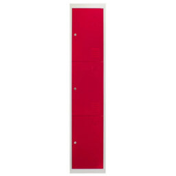 Monster Shop Metal Storage Lockers - Three Doors Flatpacked Red - thumbnail 6