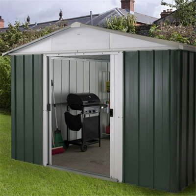 "iLikeStores 9Ft 4"" X 9Ft 4"" Apex Metal Garden Shed - Green / White (9Ft 4"" X 9Ft 4"" / 9""4' X 9""4' / 2.85M X 2.85M)"