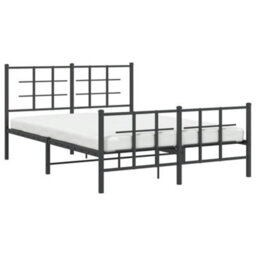 Berkfield Metal Bed Frame Without Mattress With Footboard Black 135X190Cm - thumbnail 4