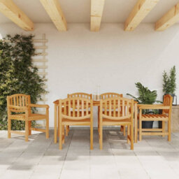 Berkfield 7 Piece Garden Dining Set Solid Wood Teak - thumbnail 1