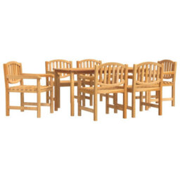 Berkfield 7 Piece Garden Dining Set Solid Wood Teak - thumbnail 2