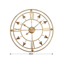 Living And Home Gold Retro Round Arrow Type Metal Roman Numerals Wall Clock Dia 60 Cm - thumbnail 5