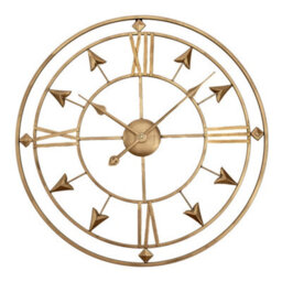 Living And Home Gold Retro Round Arrow Type Metal Roman Numerals Wall Clock Dia 60 Cm - thumbnail 2