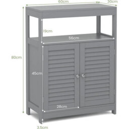 Bathroom Floor Cabinet Grey Wooden Storage Organizer - thumbnail 2