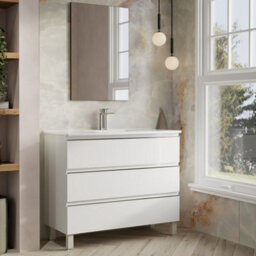Banyetti Vatilla 1000mm Floorstanding Vanity Unit With Athena Basin - Gloss White - thumbnail 2
