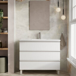 Banyetti Vatilla 1000mm Floorstanding Vanity Unit With Athena Basin - Gloss White - thumbnail 1