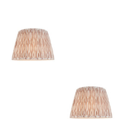 Loops Set Of 2 Elegant Handcrafted 35Cm Tapered Cylinder Lamp Shades With Ikat Print - image 1