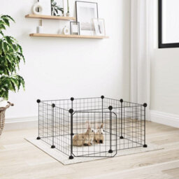 Walplus 8-Panel Pet Cage With Door Black 35X35 Cm Steel