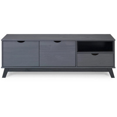 Tv Unit Grey Large Widescreen Video Media Entertainment Stand - image 1