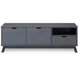 Tv Unit Grey Large Widescreen Video Media Entertainment Stand - thumbnail 1