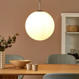 Wyld and Coco Modern Globe Pendant Light White Glass Globe One Light - Adjustable Height, Warm White Ambient Lighting - thumbnail 2