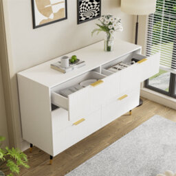 Btm Sideboard Modern Design Chest Of Drawers Large Storage Cabinet Golden Handles Living Room Bedroom Storage Furniture - thumbnail 7