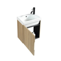 Country Oak Fluted Mini Cloakroom Vanity Unit Basin - thumbnail 3