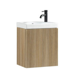 Country Oak Fluted Mini Cloakroom Vanity Unit Basin - thumbnail 1