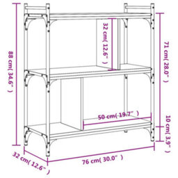 Berkfield Bookcase 3-Tier Brown Oak 76X32X88 Cm Engineered Wood - thumbnail 9