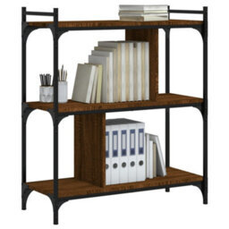 Berkfield Bookcase 3-Tier Brown Oak 76X32X88 Cm Engineered Wood - thumbnail 3