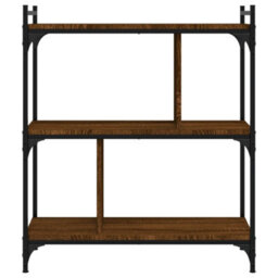 Berkfield Bookcase 3-Tier Brown Oak 76X32X88 Cm Engineered Wood - thumbnail 4