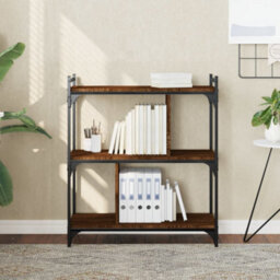 Berkfield Bookcase 3-Tier Brown Oak 76X32X88 Cm Engineered Wood - thumbnail 1