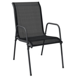 Berkfield 5 Piece Garden Dining Set Black Steel And Textilene - thumbnail 3