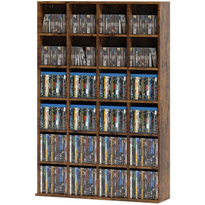 Brown Dvd Media Storage Shelf With Adjustable Shelves - image 1