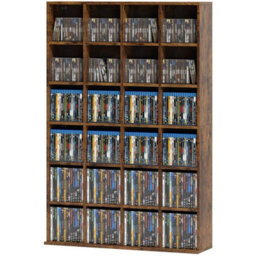Brown Dvd Media Storage Shelf With Adjustable Shelves - thumbnail 1