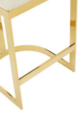 Premier Housewares Interiors By Premier Ivory Velvet Bar Stool, Gold Finish Bar Chair, Curved Backrest With Plump Seat, Kitchen Bar Stool For Home - thumbnail 6