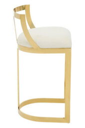 Premier Housewares Interiors By Premier Ivory Velvet Bar Stool, Gold Finish Bar Chair, Curved Backrest With Plump Seat, Kitchen Bar Stool For Home - thumbnail 3