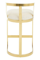Premier Housewares Interiors By Premier Ivory Velvet Bar Stool, Gold Finish Bar Chair, Curved Backrest With Plump Seat, Kitchen Bar Stool For Home - thumbnail 4