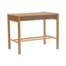 Orsina Durable Natural Rope Weave Small Bench, Solid Wooden Frame Garden Bench For Livingroom, Versatile Bench - thumbnail 3