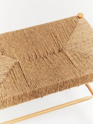 Orsina Durable Natural Rope Weave Small Bench, Solid Wooden Frame Garden Bench For Livingroom, Versatile Bench - thumbnail 6