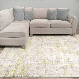 Loomed Olive Green Grey Tweed Floral Embossed Living Area Rug 120X170Cm - thumbnail 1