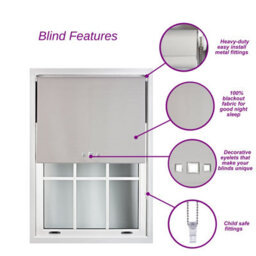 Furnished Blackout Roller Blinds With Triple Square Eyelets And Metal Fittings- Red Trimmable (W)145Cm (L)165Cm - thumbnail 8