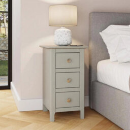 Grey 3 Drawer Bedside Table Ready Assembled Metal Handles Storage - thumbnail 1