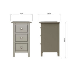 Grey 3 Drawer Bedside Table Ready Assembled Metal Handles Storage - thumbnail 2