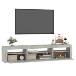 Berkfield Tv Cabinet With Led Lights Concrete Grey 195X35X40 Cm - thumbnail 6