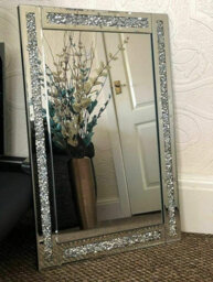 Biznest Rectangle Shape Designer Large Jewel Wall Mirror Loose Diamante Beautiful Decoration Wallmirror (Pack Of 2) 40X60Cm