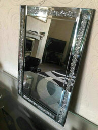Biznest Rectangle Shape Designer Large Jewel Wall Mirror Loose Diamante Beautiful Decoration Wallmirror (Pack Of 2) 40X60Cm - thumbnail 2