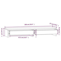 Walplus Monitor Stand 100X27X15 Cm Solid Wood Pine - thumbnail 9